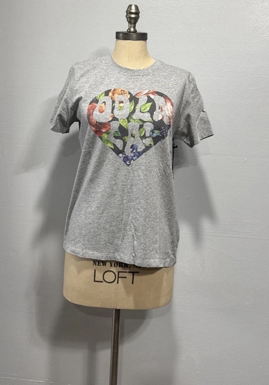 Johnny Was Sasson Graphic Print Heart OOLALA Floral Tee Gray Size S (MSRP $120)